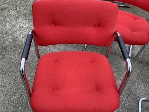 Vintage Mid Century Modern STEELCASE CANTILEVER Chrome Chairs Set of 5 - Thumbnail 6