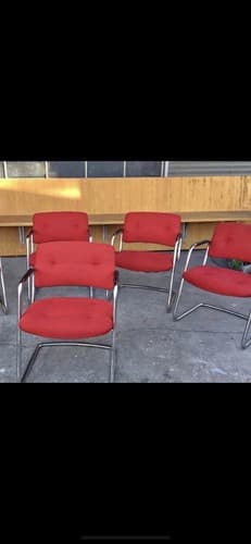 Vintage Mid Century Modern STEELCASE CANTILEVER Chrome Chairs Set of 5 - Thumbnail 12