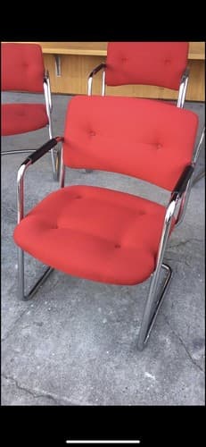 Vintage Mid Century Modern STEELCASE CANTILEVER Chrome Chairs Set of 5 - Thumbnail 10