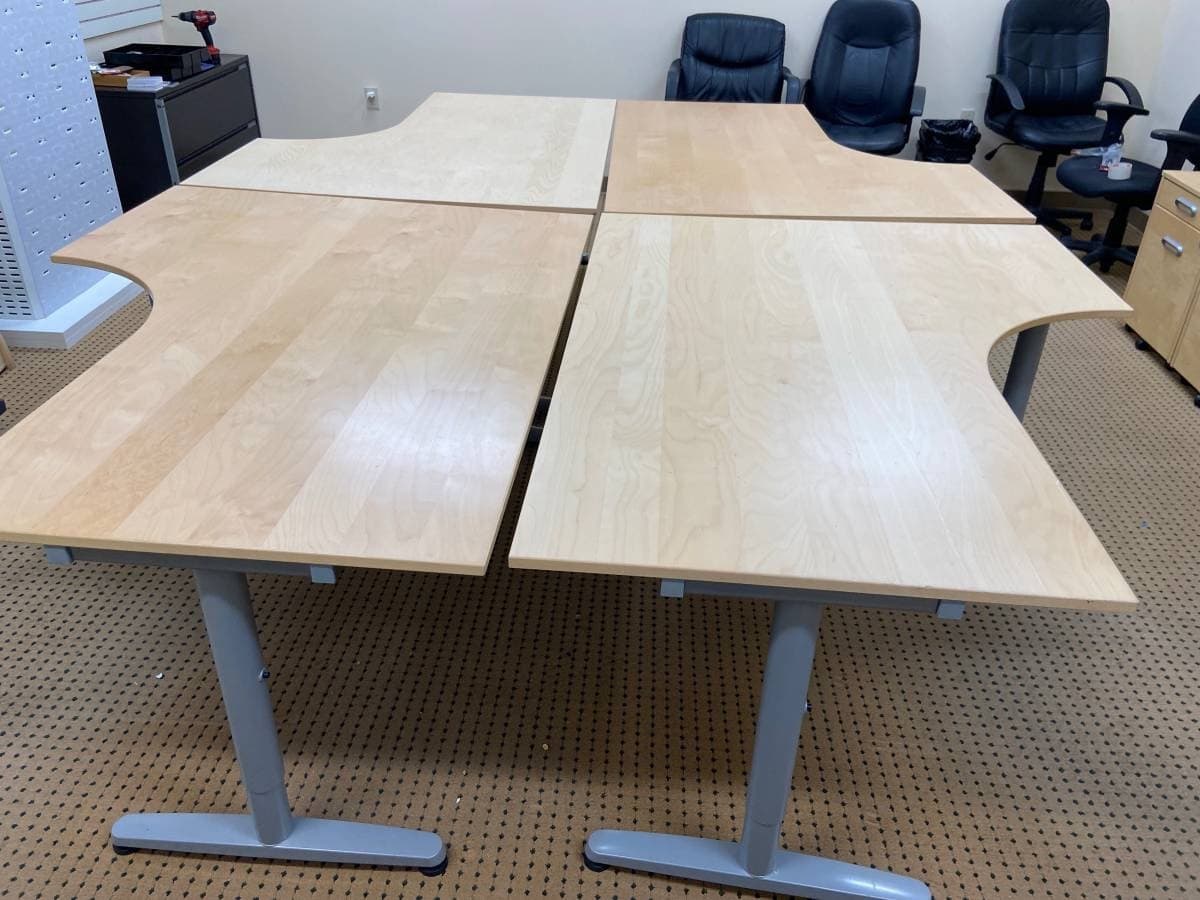 BIRCH IKEA GALANT CORNER DESKS price is per table PICK UP ONLY NO SHIPPING - Thumbnail 2