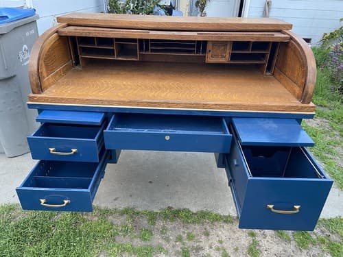 Antique Roll Top Desk - Thumbnail 8