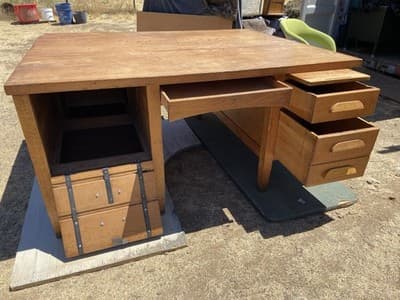Rucker Fuller Antique Oak Partners Desk Needs Restoration - Thumbnail 10