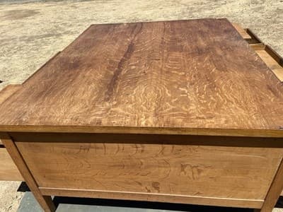 Rucker Fuller Antique Oak Partners Desk Needs Restoration - Thumbnail 13