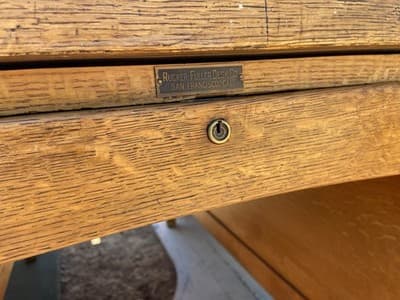 Rucker Fuller Antique Oak Partners Desk Needs Restoration - Thumbnail 15