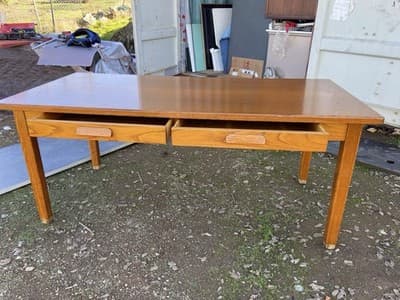 American Vintage Oak Library Teachers Arts & Crafts Hoosier Desks Furniture - Image 1