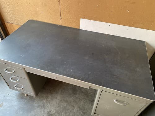 Vintage Art Metal Tanker Desk With Typewriter Compartment - Thumbnail 6
