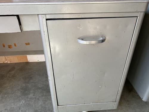 Vintage Art Metal Tanker Desk With Typewriter Compartment - Thumbnail 9