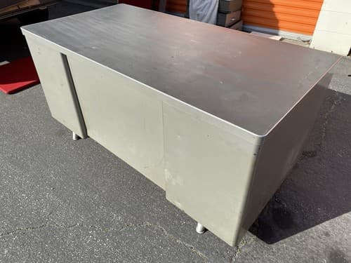 Vintage Art Metal Tanker Desk With Typewriter Compartment - Thumbnail 15