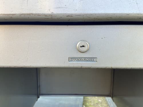 Steelcase Vintage Mid Century Modern Metal Tanker Desk Has Some Patina - Thumbnail 2