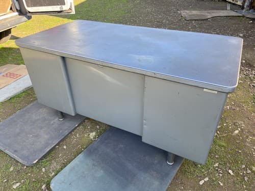 Steelcase Vintage Mid Century Modern Metal Tanker Desk Has Some Patina - Thumbnail 15