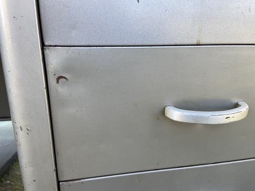 Steelcase Vintage Mid Century Modern Metal Tanker Desk Has Some Patina - Thumbnail 17