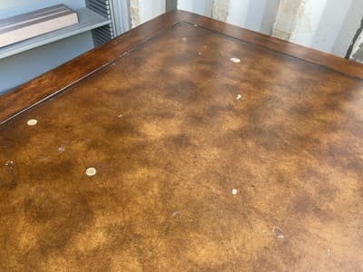 Antique English Partners Desk With Leather Top And Lion Paws , Needs Restoration - Thumbnail 7