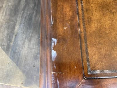 Antique English Partners Desk With Leather Top And Lion Paws , Needs Restoration - Thumbnail 6