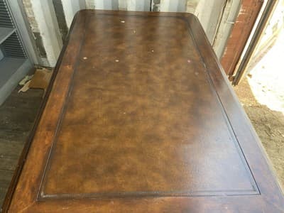 Antique English Partners Desk With Leather Top And Lion Paws , Needs Restoration - Thumbnail 9