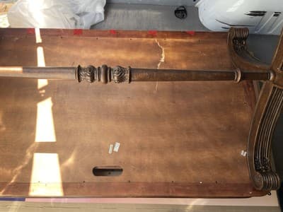 Antique English Partners Desk With Leather Top And Lion Paws , Needs Restoration - Thumbnail 13