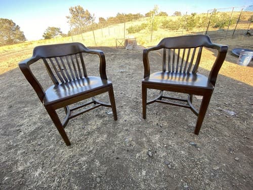Vintage Mid Century BOLING Company Walnut Banker's Chairs Need Refinishing 2 - Thumbnail 10