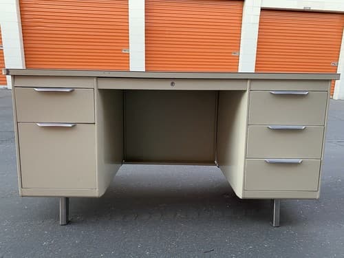 The General Fireproofing Vintage Mid Century Modern Metal Tanker Desk - Thumbnail 12