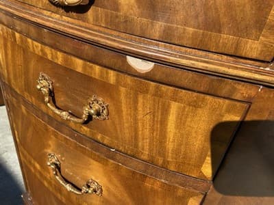 vintage Maitland Smith Oval Partners Desk Victorian burl wood style - Thumbnail 6