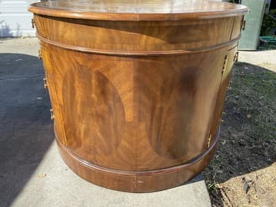 vintage Maitland Smith Oval Partners Desk Victorian burl wood style - Thumbnail 9