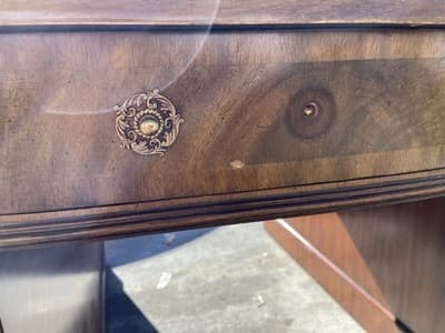 vintage Maitland Smith Oval Partners Desk Victorian burl wood style - Thumbnail 18