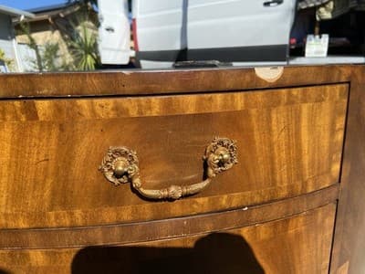 vintage Maitland Smith Oval Partners Desk Victorian burl wood style - Thumbnail 11