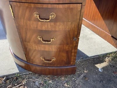 vintage Maitland Smith Oval Partners Desk Victorian burl wood style - Thumbnail 23