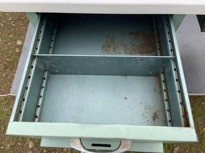 Vintage Mid Century Modern Industrial Steel Metal School Writing Teachers Desk - Thumbnail 7