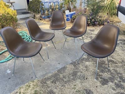 Vintage Herman Miller Eames Side Chairs Dark Brown  Mid Century Modern Set Of 5 - Image 1