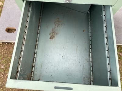 Vintage Mid Century Modern Industrial Steel Metal School Writing Teachers Desk - Thumbnail 8