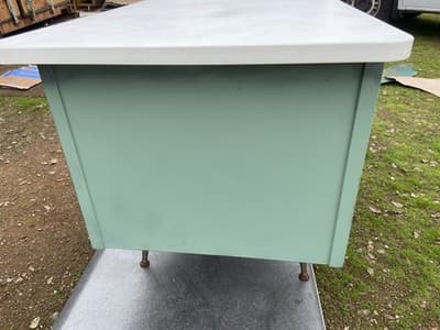 Vintage Mid Century Modern Industrial Steel Metal School Writing Teachers Desk - Thumbnail 19