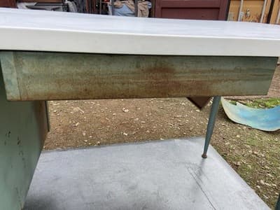 Vintage Mid Century Modern Industrial Steel Metal School Writing Teachers Desk - Thumbnail 23