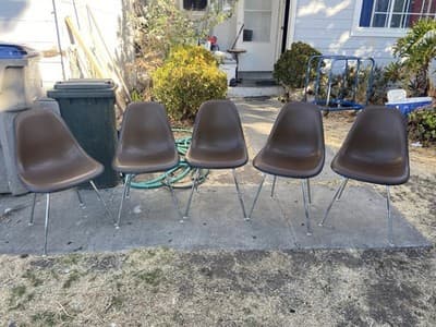 Vintage Herman Miller Eames Side Chairs Dark Brown  Mid Century Modern Set Of 5 - Thumbnail 9