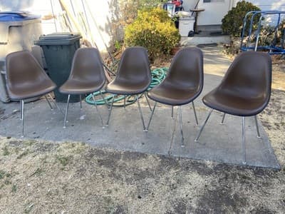 Vintage Herman Miller Eames Side Chairs Dark Brown  Mid Century Modern Set Of 5 - Thumbnail 20