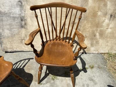 5 Vintage Ethan Allen 10-6020 Fiddleback Duxbury Nutmeg  Dining Chairs Some Wear - Thumbnail 9