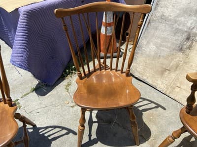 5 Vintage Ethan Allen 10-6020 Fiddleback Duxbury Nutmeg  Dining Chairs Some Wear - Thumbnail 8