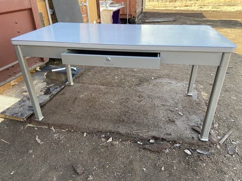 Shaw Walker Vintage Mid Century Modern Metal Tanker Desk. - Image 1