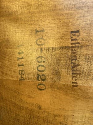 5 Vintage Ethan Allen 10-6020 Fiddleback Duxbury Nutmeg  Dining Chairs Some Wear - Thumbnail 19