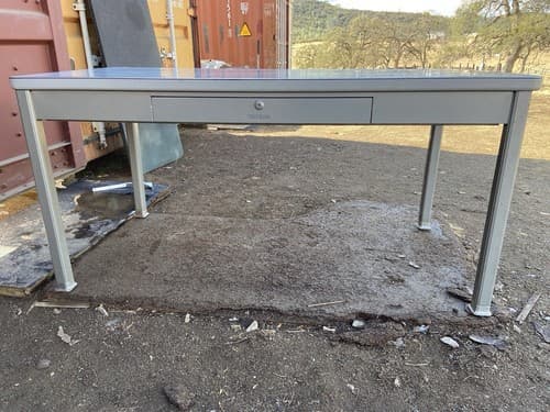 Shaw Walker Vintage Mid Century Modern Metal Tanker Desk. - Thumbnail 2