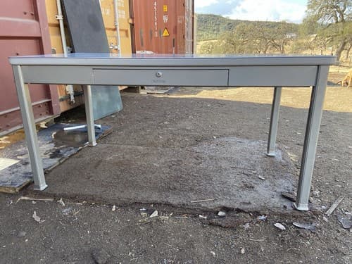 Shaw Walker Vintage Mid Century Modern Metal Tanker Desk. - Thumbnail 19