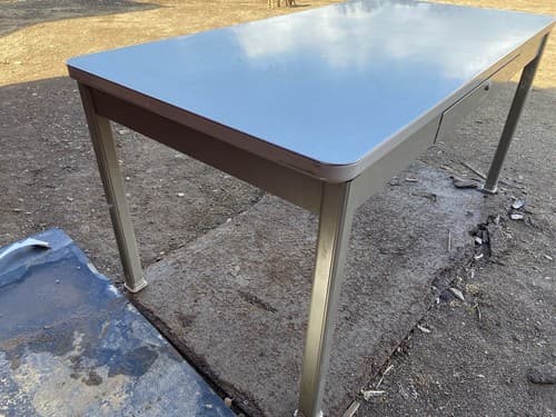 Shaw Walker Vintage Mid Century Modern Metal Tanker Desk. - Thumbnail 20