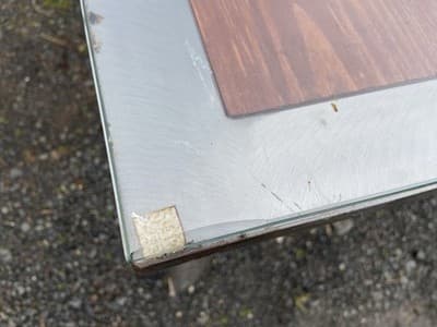 Venezia Furniture Modern Brushed Steel Table Partners Desk With Wooden Squares - Thumbnail 9