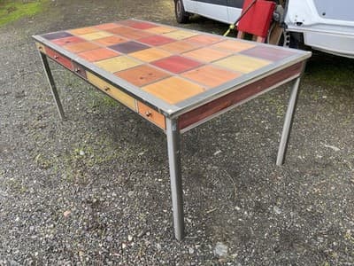 Venezia Furniture Modern Brushed Steel Table Partners Desk With Wooden Squares - Thumbnail 16