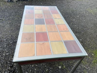 Venezia Furniture Modern Brushed Steel Table Partners Desk With Wooden Squares - Thumbnail 24