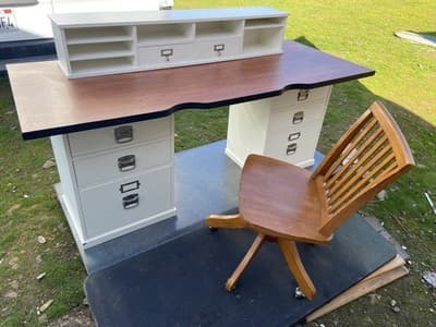 pottery barn Bedford Desk Set And Swivel Rolling Chair Selling As A Set Only - Thumbnail 2