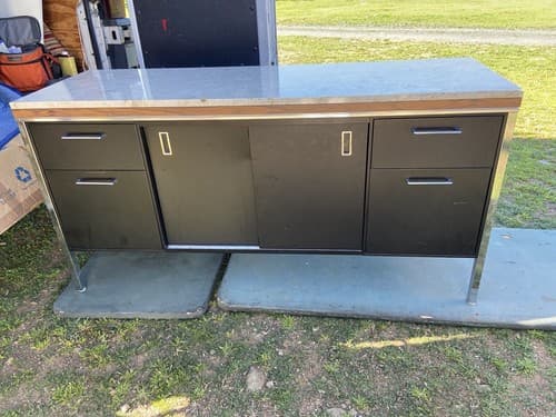 Florence knoll Style Marble Top Medal Tanker Credenza - Image 1