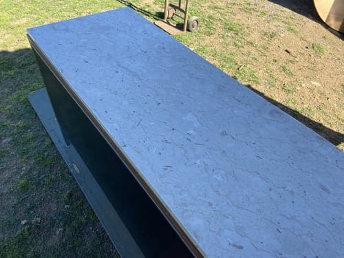 Florence knoll Style Marble Top Medal Tanker Credenza - Thumbnail 6