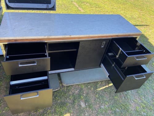 Florence knoll Style Marble Top Medal Tanker Credenza - Thumbnail 14