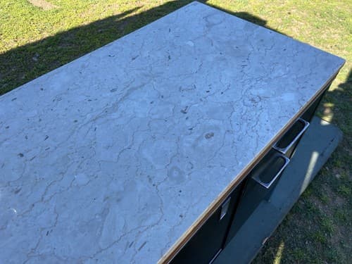 Florence knoll Style Marble Top Medal Tanker Credenza - Thumbnail 17