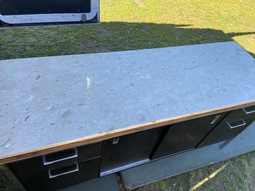 Florence knoll Style Marble Top Medal Tanker Credenza - Thumbnail 11