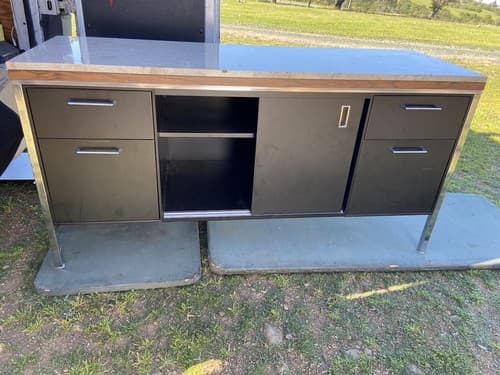 Florence knoll Style Marble Top Medal Tanker Credenza - Thumbnail 8